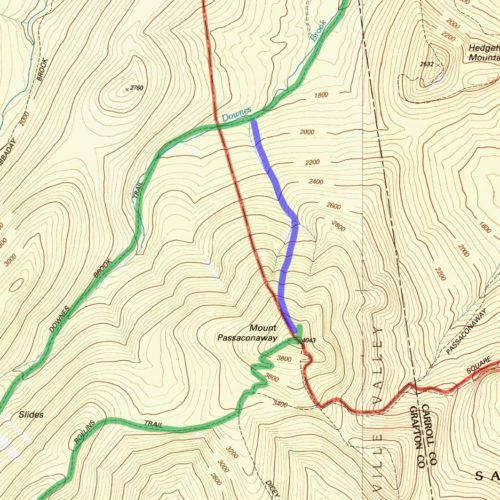 Map of Abandoned Trail off Passaconaway